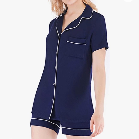Woman's SIORO Navy Button Down PJ/Sleepwear Top M - Picture 2 of 9
